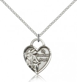 Guardian Angel Heart Medal, Sterling Silver [BL5523]