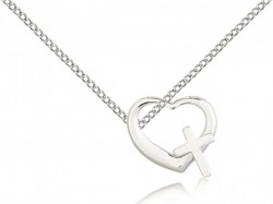 Heart Cross Pendant, Sterling Silver [BL6047]