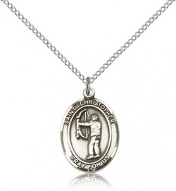 St. Christopher Archery Medal, Sterling Silver, Medium [BL1133]