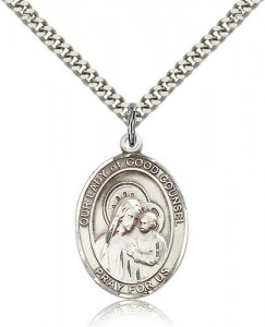 Our Lady of Good Counsel Medal, Sterling Silver, Large [BL0297]