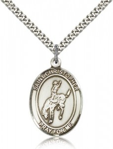 St. Christopher Rodeo Medal, Sterling Silver, Large [BL1376]