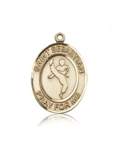 St. Sebastian Martial Arts Medal, 14 Karat Gold, Large [BL3492]