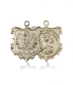 Our Lady of Czestochowa English Falcon Medal, 14 Karat Gold [BL6869]