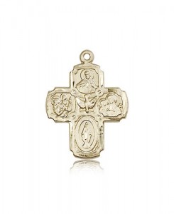 4 Way Cross Pendant, 14 Karat Gold [BL4071]