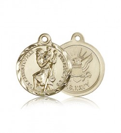 St. Christopher Navy Medal, 14 Karat Gold [BL4184]