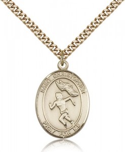 St. Christopher Track and Field Medal, Gold Filled, Large [BL1473]