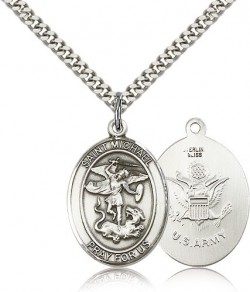 St. Michael Army Medal, Sterling Silver, Large [BL2874]