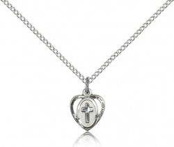Heart Cross Pendant, Sterling Silver [BL6267]