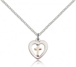 Heart Cross Pendant, Two-Tone [BL5505]