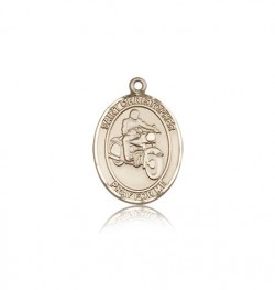 St. Christopher Motorcycle Medal, 14 Karat Gold, Medium [BL1335]