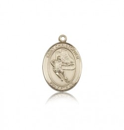 St. Christopher Hockey Medal, 14 Karat Gold, Medium [BL1264]