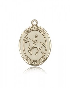 St. Kateri Equestrian Medal, 14 Karat Gold, Large [BL2511]