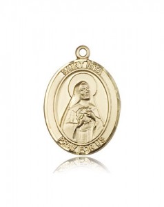 St. Rita of Cascia Medal, 14 Karat Gold, Large [BL3249]