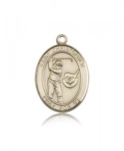 St. Christopher Golf Medal, 14 Karat Gold, Large [BL1240]