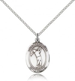 St. Sebastian Golf Medal, Sterling Silver, Medium [BL3456]