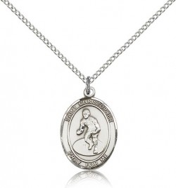 St. Christopher Wrestling Medal, Sterling Silver, Medium [BL1509]