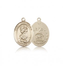 St. Christopher Air Force Medal, 14 Karat Gold, Medium [BL1118]