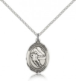 St. Sebastian Hockey Medal, Sterling Silver, Medium [BL3473]