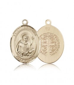 St. Benedict Medal, 14 Karat Gold, Large [BL0870]