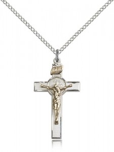 St. Benedict Crucifix Pendant, Two-Tone [BL5472]