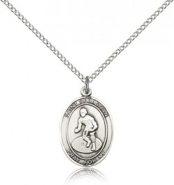 St. Sebastian Wrestling Medal, Sterling Silver, Medium [BL3658]