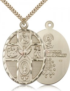 5 Way Cross Holy Spirit Medal, Gold Filled [BL4787]