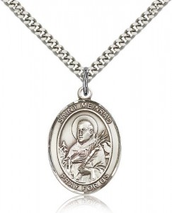 St. Meinrad of Einsideln Medal, Sterling Silver, Large [BL2856]