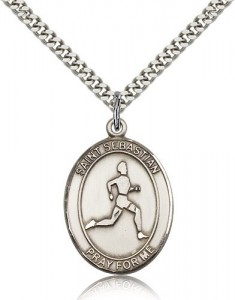 St. Sebastian Track and Field Medal, Sterling Silver, Large [BL3629]