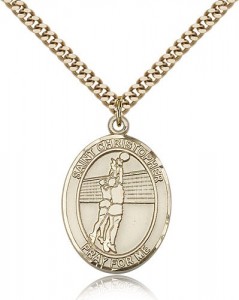 St. Christopher Volleyball Medal, Gold Filled, Large [BL1490]