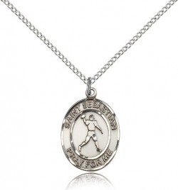 St. Sebastian Football Medal, Sterling Silver, Medium [BL3441]