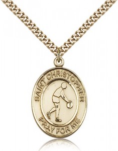 St. Christopher Basketball Medal, Gold Filled, Large [BL1163]