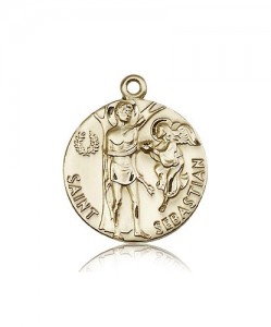 St. Sebastian Medal, 14 Karat Gold [BL6130]