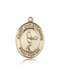 St. Christopher Tennis Medal, 14 Karat Gold, Large [BL1451]