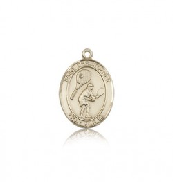 St. Christopher Tennis Medal, 14 Karat Gold, Medium [BL1454]