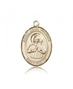 St. John Vianney Medal, 14 Karat Gold, Large [BL2376]