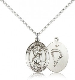 St. Christopher Paratrooper Medal, Sterling Silver, Medium [BL1368]