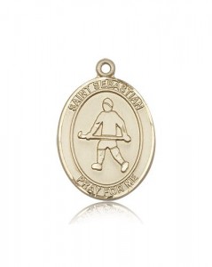 St. Sebastian Field Hockey Medal, 14 Karat Gold, Large [BL3402]