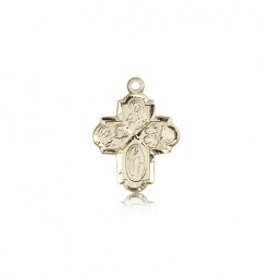 4 Way Cross Pendant, 14 Karat Gold [BL4095]