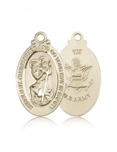 St. Christopher Army Medal, 14 Karat Gold [BL5922]
