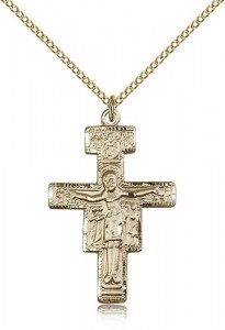 San Damiano Crucifix Pendant, Gold Filled [BL6835]