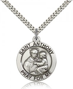 Large Sterling Silver Saint Anthony Pendant [BL5736]