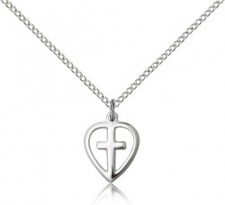 Heart Cross Pendant, Sterling Silver [BL5273]