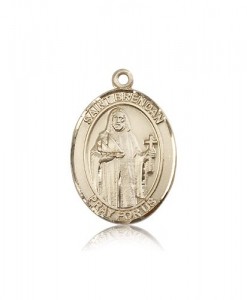 St. Brendan the Navigator Medal, 14 Karat Gold, Large [BL0951]