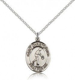 St. Christopher Basketball Medal, Sterling Silver, Medium [BL1171]