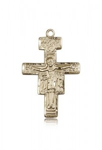 San Damiano Crucifix Pendant, 14 Karat Gold [BL6836]
