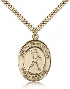 St. Sebastian Football Medal, Gold Filled, Large [BL3434]