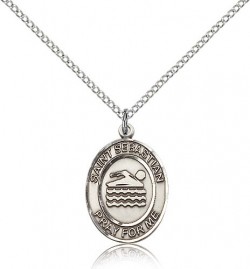 St. Sebastian Swimming Medal, Sterling Silver, Medium [BL3597]