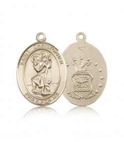 St. Christopher Air Force Medal, 14 Karat Gold, Large [BL1117]