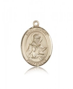 St. Isidore of Seville Medal, 14 Karat Gold, Large [BL2115]