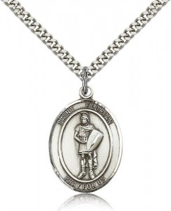 St. Florian Medal, Sterling Silver, Large [BL1795]